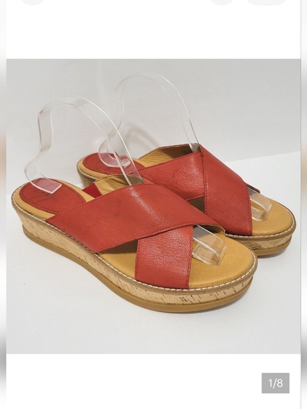 Anthro Latigo Kayda cross-strap ox-blood slip-on platform Wedge sandal Boho